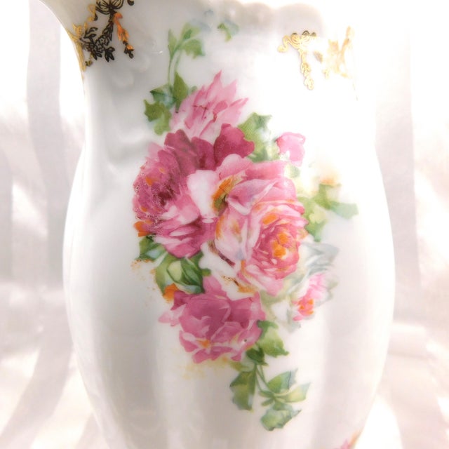 Contemporary 1950s Heinrich & Co. Teapot of Chocolate Pot With Pink Roses For Sale - Image 3 of 8