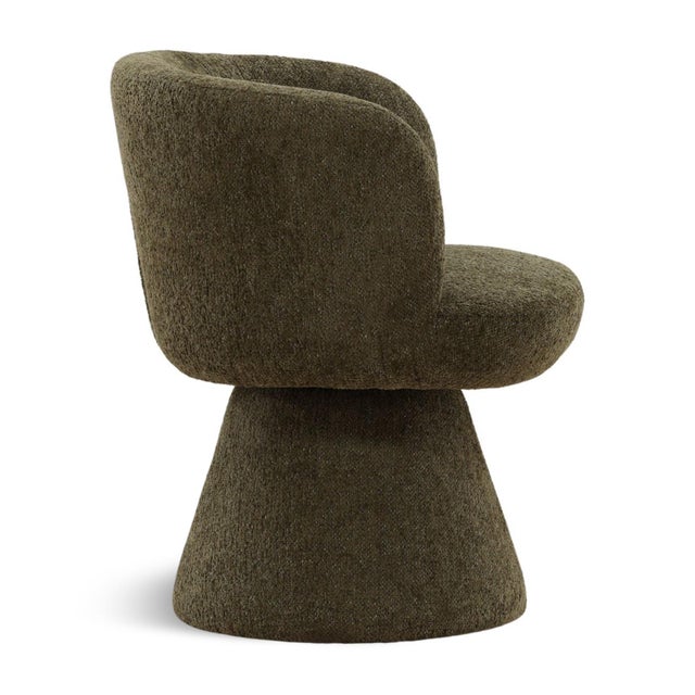 Contemporary Modern Forest Chenille Swivel Chair For Sale - Image 3 of 6