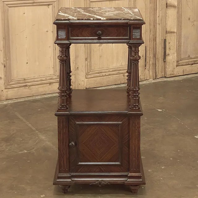 Mid 19th Century 19th Century French Louis XVI Rosewood Marble Top Nightstand For Sale - Image 5 of 13