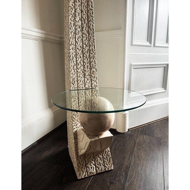 Mid-Century Modern Stone Sphere Floor Lamp with Glass Table For Sale - Image 3 of 7
