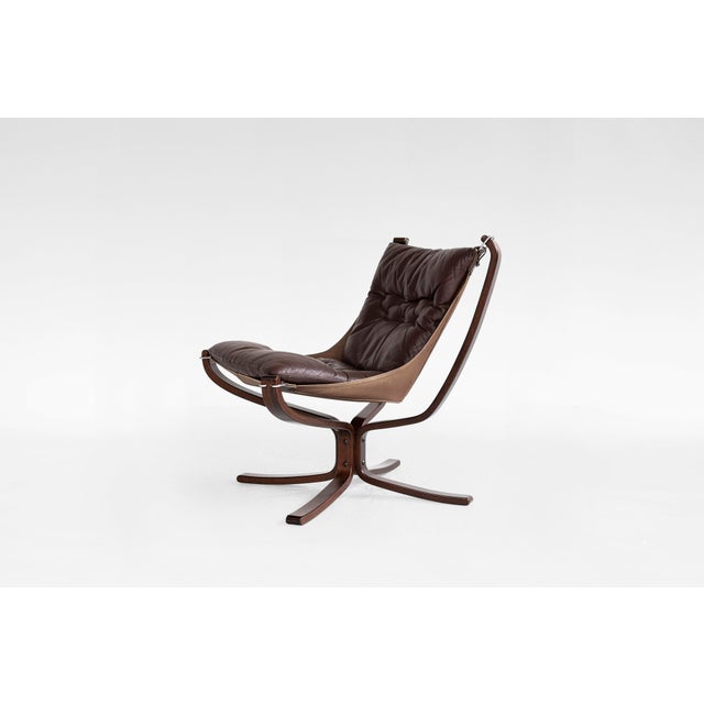Iconic Falcon Lounge Chair by Sigurd Resell for Vatne Møbler, crafted in Norway during the 1970s. A hallmark of...
