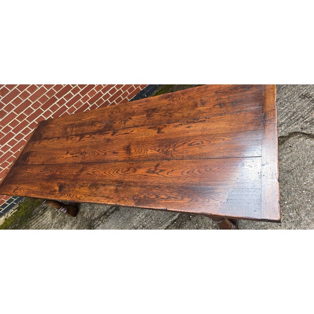 Wood Oak Refectory Kitchen Farmhouse Dining Table, 1920s For Sale - Image 7 of 18