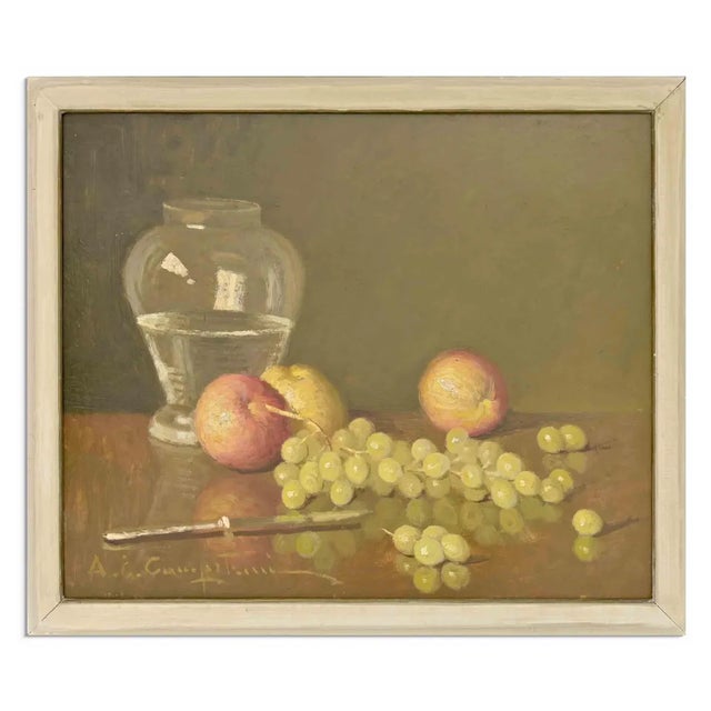 Ernesto Alcide Campestrini, Still Life, Oil on Panel, Mid-20th Century, Framed For Sale
