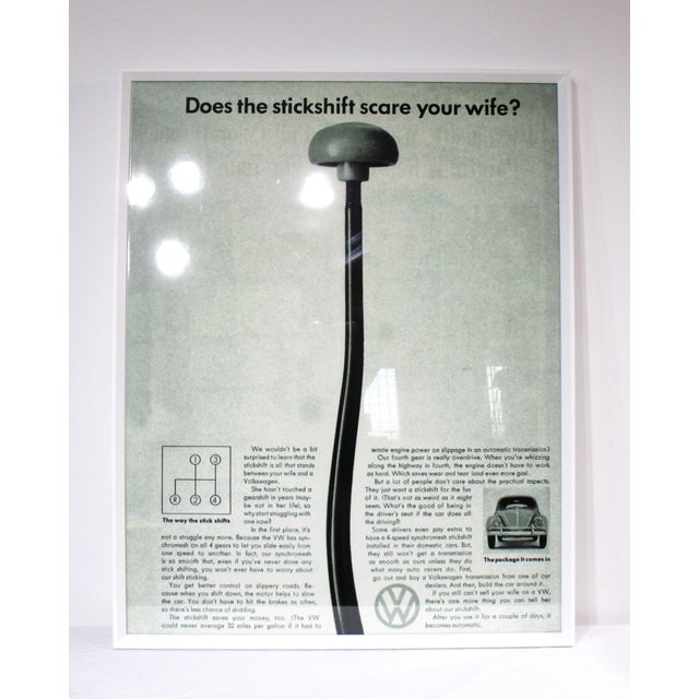 A large vintage Volkswagen ad printed as a Mylar transparency for display during the period with quite the innuendo " Does...