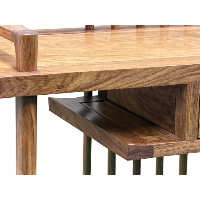 Simple Oriental Minimalistic Natural Wood Console Side Table Desk For Sale - Image 13 of 14