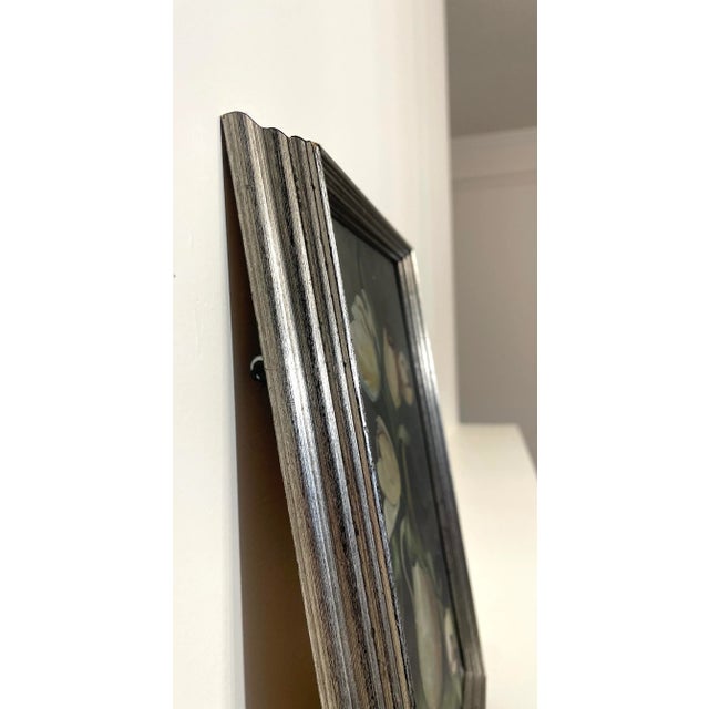 Antique Dutch Renaissance Floral Still Life Original Framed Oil Painting on Tin in Silver, White, Blush For Sale In Houston - Image 6 of 12