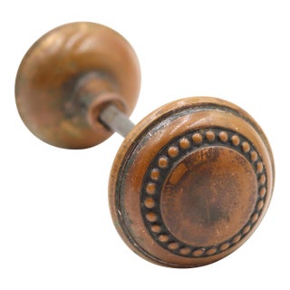 Pair of Antique Beaded 2.25 In. Passage Door Knobs For Sale