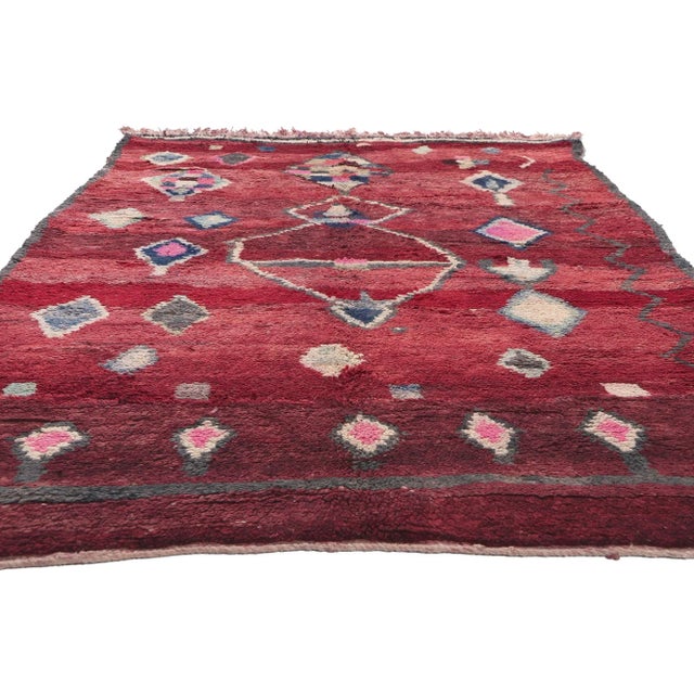 Late 20th Century Vintage Red Boujad Moroccan Rug - 05'01 X 08'00 For Sale - Image 5 of 10