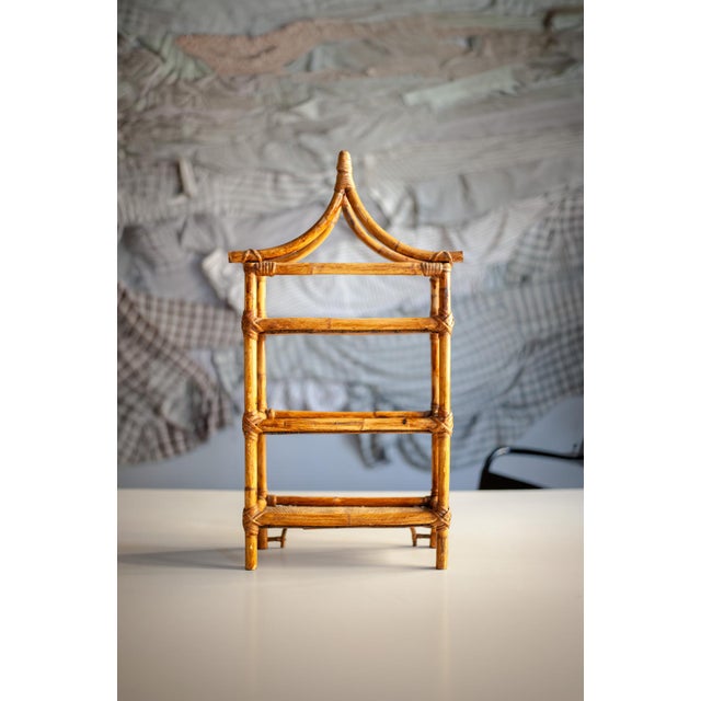 Wood Bamboo Pagoda Shelf, 1960s For Sale - Image 7 of 9