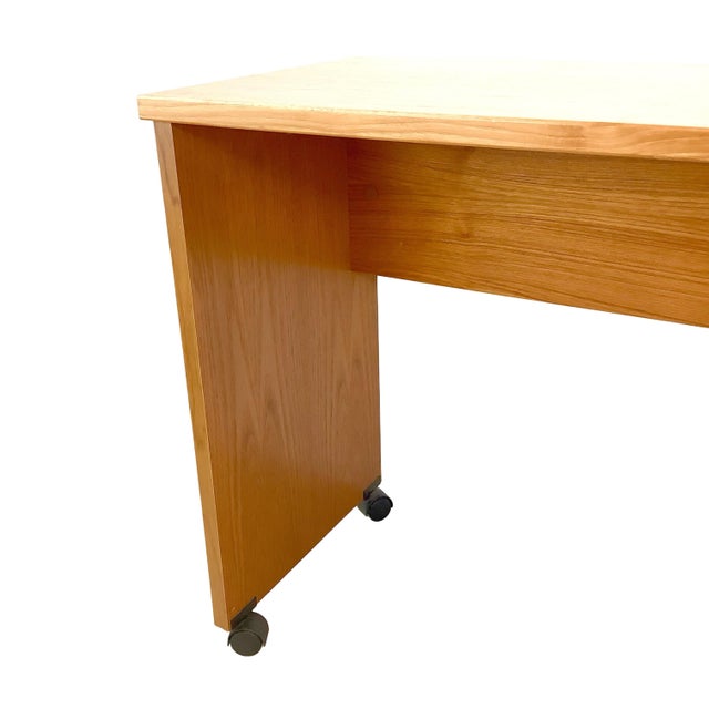 Late 20th Century Vintage Mid-Century Modern Teak Rolling Desk or Console Table For Sale - Image 5 of 18