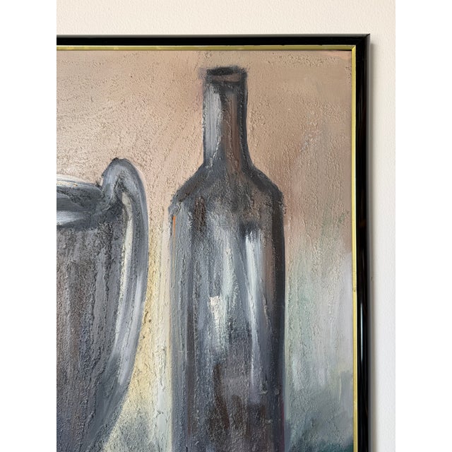 Wood 1970's Vintage Gasper Gunhz Modernist Still Life Mixed-Texture Oil on Canvas Painting, Framed For Sale - Image 7 of 12