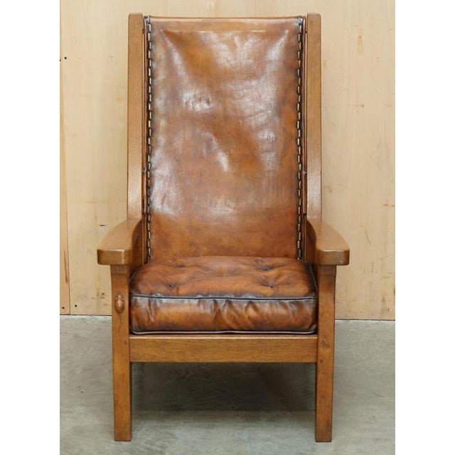 Brown Leather Chesterfield Armchairs by Robert Mouseman Thompson, 1940s, Set of 2 For Sale - Image 4 of 18