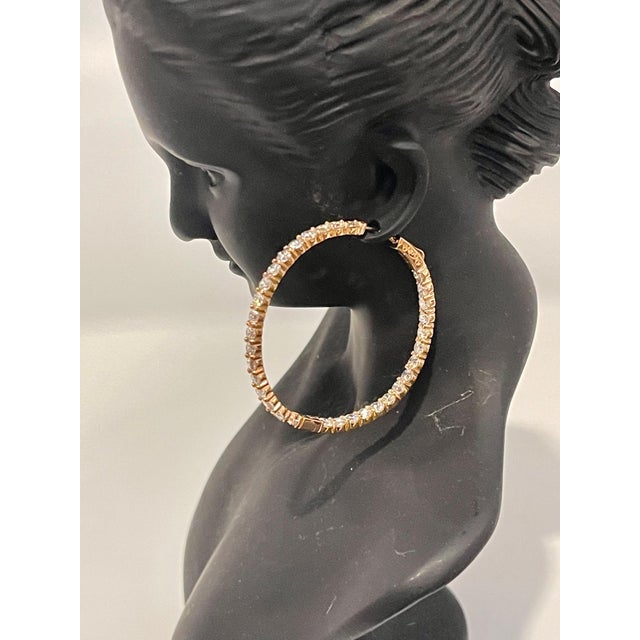7.92 Carat Diamond Inside Out Hoop Gala Cocktail Earrings in 14 Karat Rose Gold For Sale - Image 12 of 18