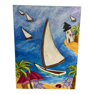 Contemporary Kimber Lee Clark "Regatta Days" Oil on Canvas For Sale