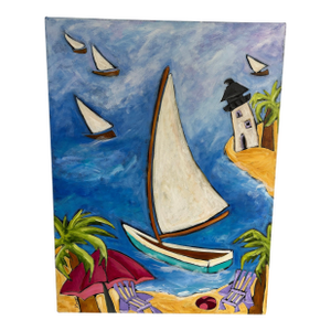 Contemporary Kimber Lee Clark "Regatta Days" Oil on Canvas