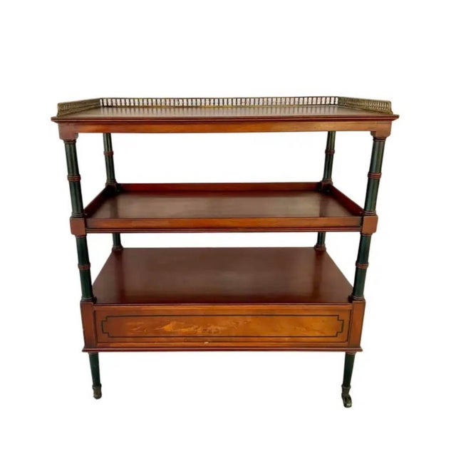 Beacon Hill Mahogany Etagere Side Table With Brass Gallery For Sale - Image 13 of 13