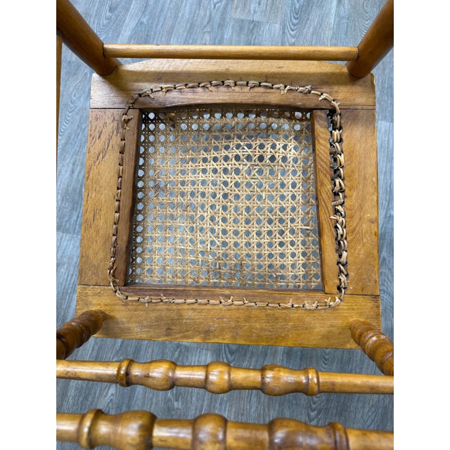 Vintage Spindle Back Caned Seat Solid Oak Dining Chairs For Sale - Image 12 of 12
