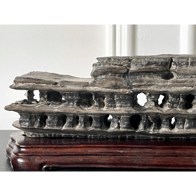 Chinese Chinese Scholar Rock Wuling Stone on Stand For Sale - Image 3 of 13