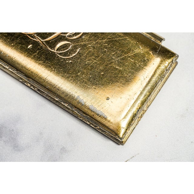 Heavy Antique Meriden Stamp Box Gold Gilt Desk Paperweight Accessory Home Office Decor For Sale - Image 4 of 13