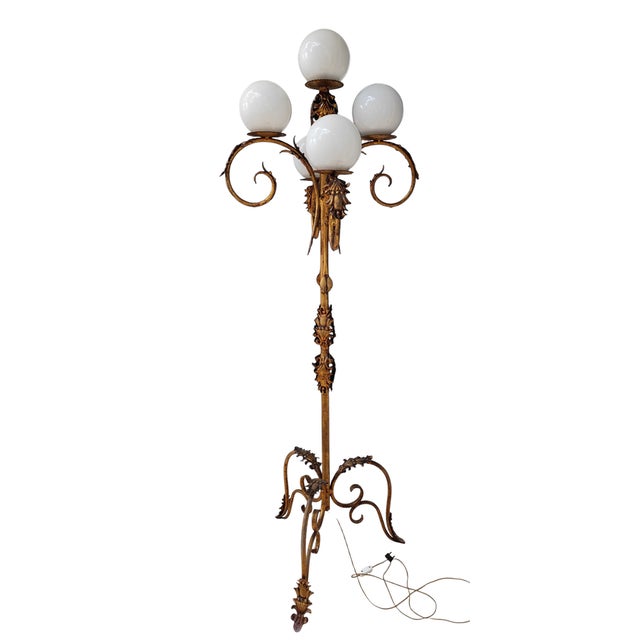 Goldenrod Vintage Floor Lamp in Wrought Iron, 1950s For Sale - Image 8 of 8