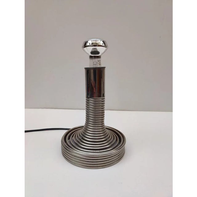Metal Italian Spirale Table Lamp in Chrome Steel by Angelo Mangiarotti, 1970s For Sale - Image 7 of 9