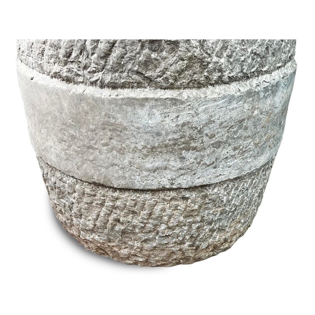 Stone Mid 20th Century Granite Chiseled Barrel Planter For Sale - Image 7 of 7