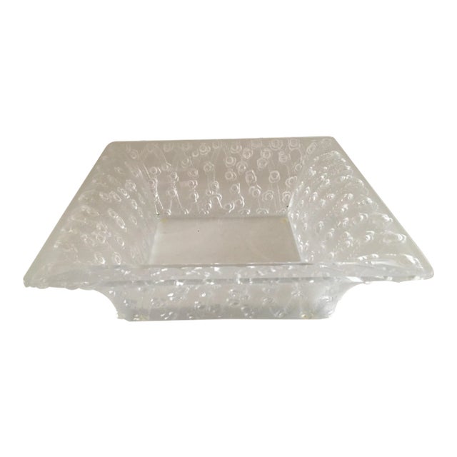 1990s French Lalique Roses Square Bowl For Sale