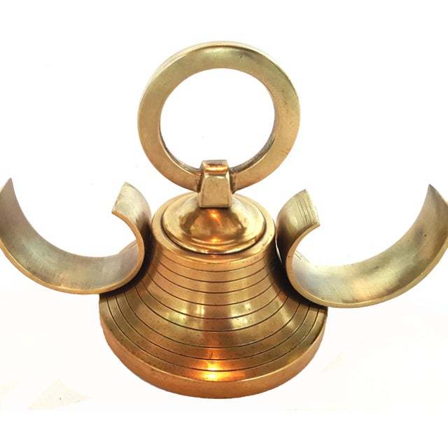 This is a circa 1940 pair of French bronze and brass "Bouts de Tables" lamps. They are wired for US outlets and are in...