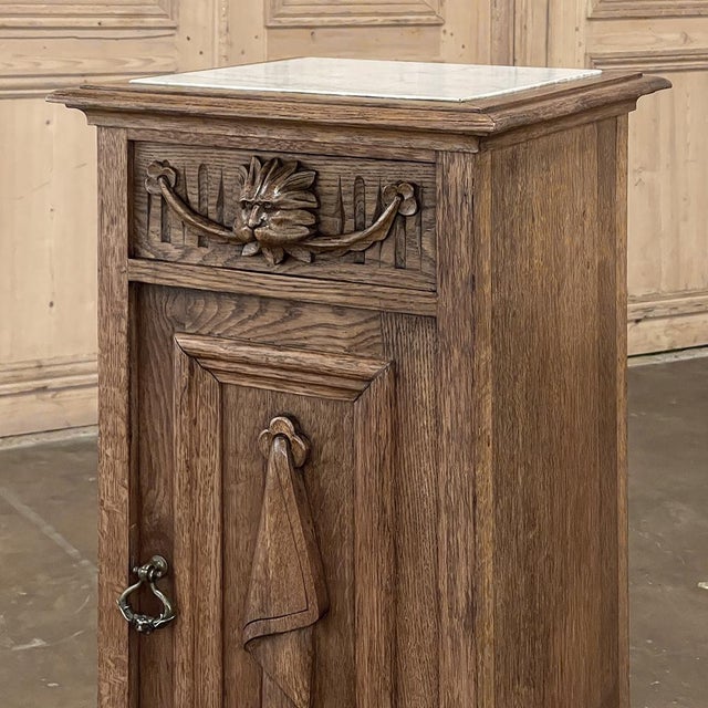 Rustic Antique Neoclassical Marble Top Nightstand ~ Pedestal For Sale - Image 15 of 18