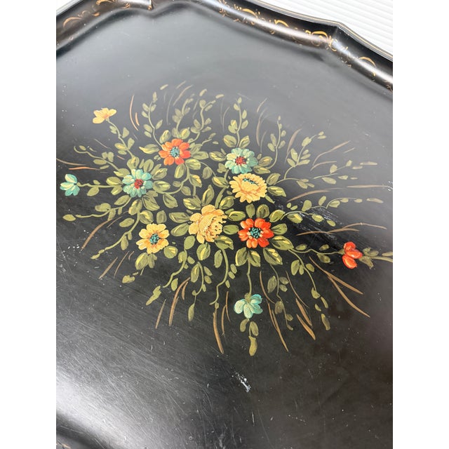 Antique English Regency Floral Painted Tray Table For Sale - Image 11 of 12