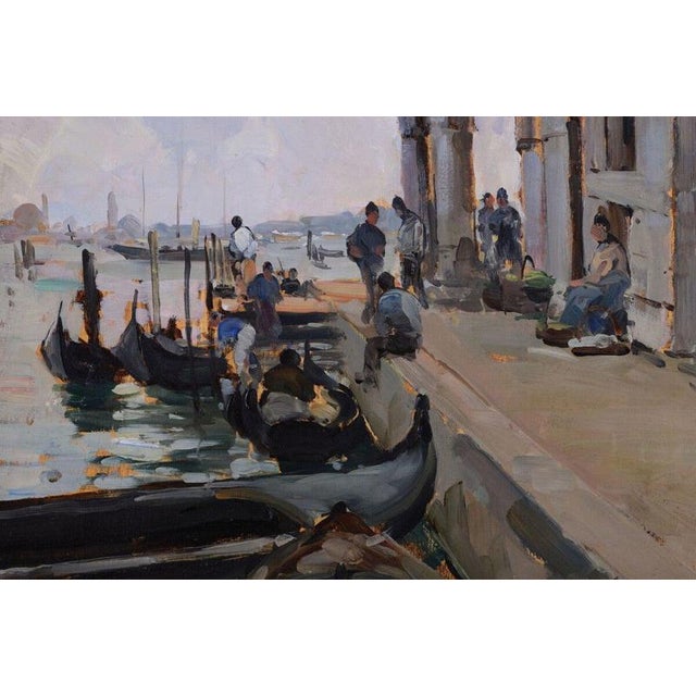 A charming late 19th-century Venetian view by Italian painter Carlo Follini (1848–1938), painted in Venice in 1892....
