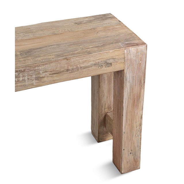 Washed Salvaged Beam Console Table For Sale - Image 4 of 5