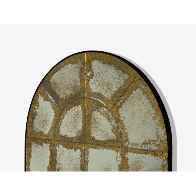 Baroque Style, Eglomise Glass, Arched Gold Wall Mirror, Stained Wood For Sale In New York - Image 6 of 9