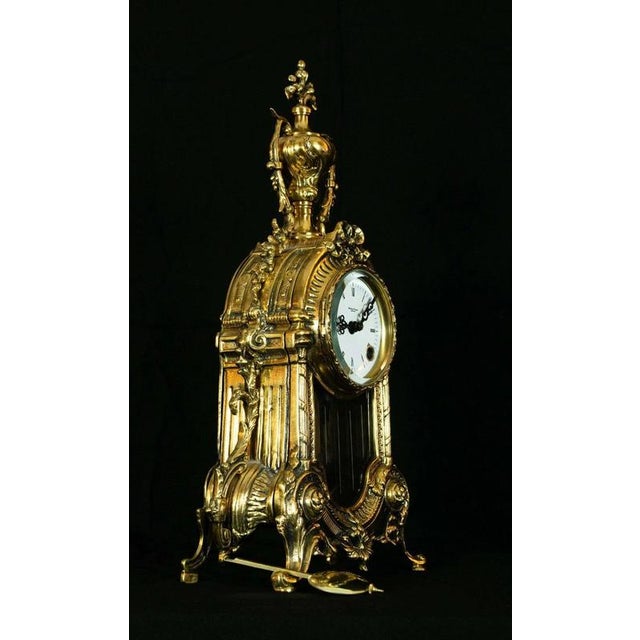 Vintage Brass Mantel Clock with Franz Hermle Movement from Robert Grant, London, 1960s For Sale - Image 9 of 13