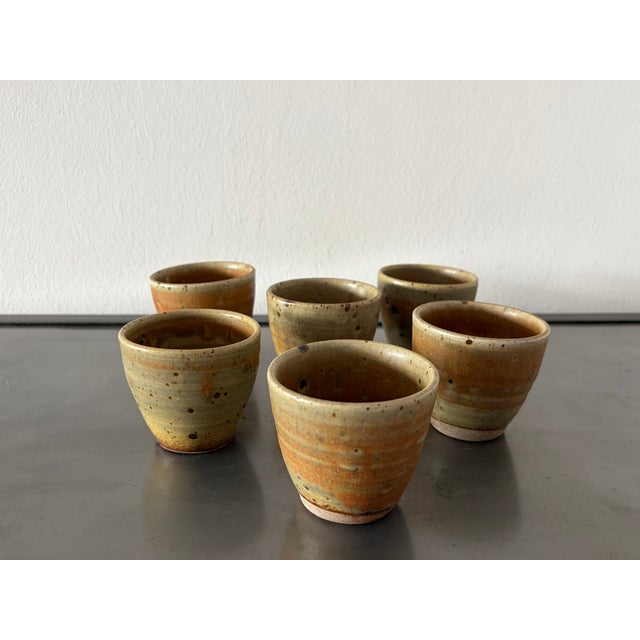 Pyrite Stoneware Cup Set by Gustave Tiffoche, France, 1970s, Set of 6 For Sale - Image 6 of 18