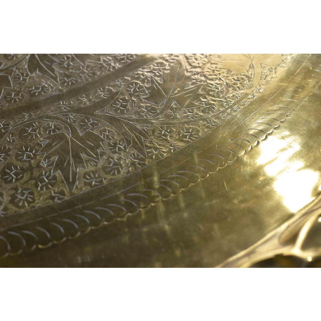 Mid Century Hammered Brass Tray Folding Coffee Table For Sale - Image 10 of 11