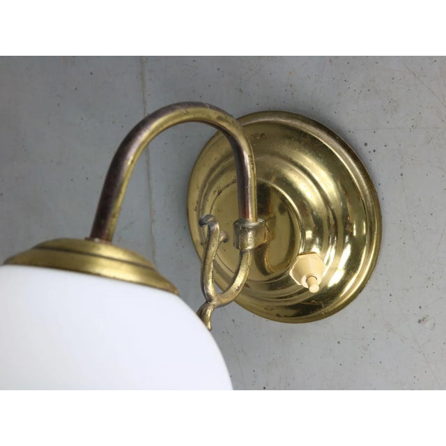 Goldenrod Mid-Century Brass and Opaline Sconce For Sale - Image 8 of 9