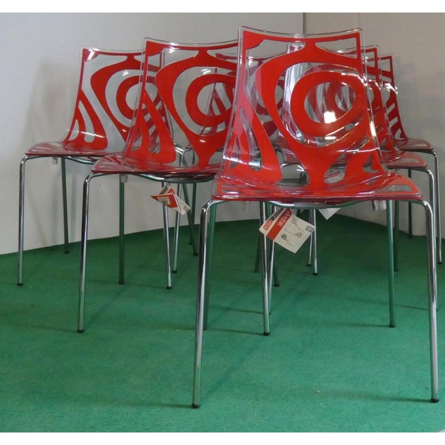 Postmodern Technopolymer Chairs with Chrome Steel Frames by Luisa Battaglia for Scab Design, Italy, 1900s, Set of 6 For Sale - Image 3 of 18