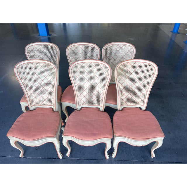 Late 20th Century Vintage French Provincial Cane Dining Chairs, Holland & Salley Interiors, Naples – In the Manner of John Widdicomb | Set of 6 For Sale - Image 5 of 13