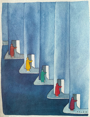Jean-Michel Folon, Une porte s'ouvre, Etching