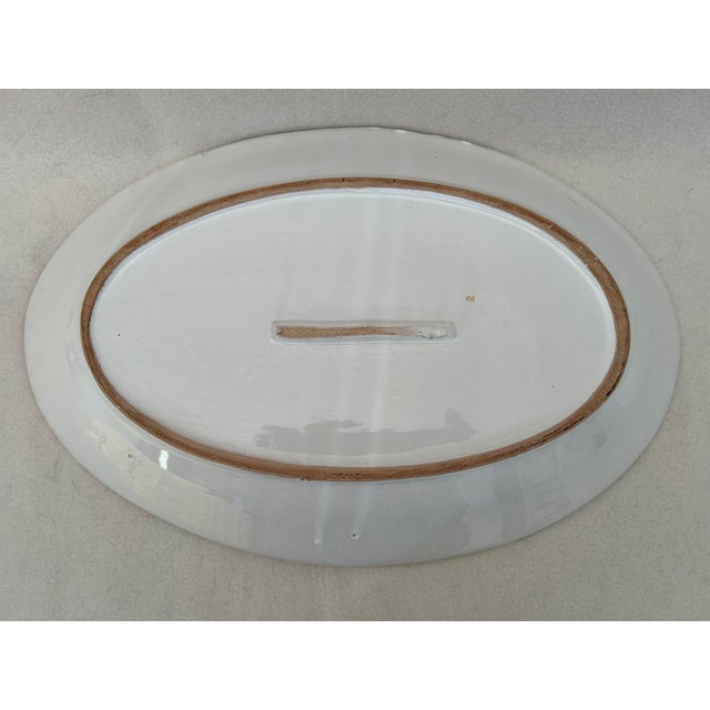 Folk Art Vintage Italian Terracotta Art Pottery La Musa Desimone Saks Fifth Avenue Hand Painted Fish Market Oval Serving Platter For Sale - Image 3 of 3