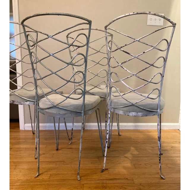 Off-white 1960s Metal Chairs in the Style of René Prou, Set of 4 Paris Seating For Sale - Image 8 of 13