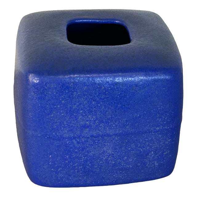Vintage Blue Vase in Ceramic by Alessio Tasca, 1970s For Sale
