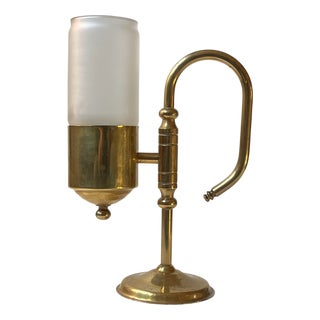 Vintage Maritime Oil Lamp in Brass & Glass from Cawa, Denmark, 1970s For Sale