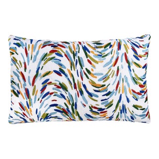 The House Of Scalamandré Fountain Embroidery Lumbar Pillow In Tropicalblue For Sale