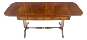 Drop Leaf Sides Dovetail Drawers Banded Inlaid Top Console Writing Library Table
