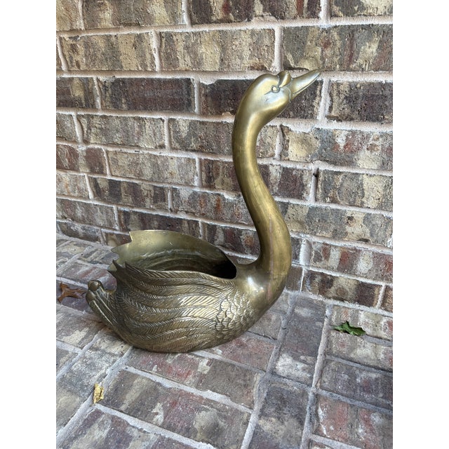 Brass Vintage Brass Swan Planters For Sale - Image 8 of 12