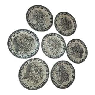 Sarreguemines French Faience Map Plates For Sale