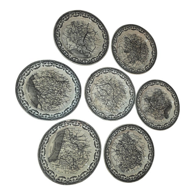 Sarreguemines French Faience Map Plates For Sale