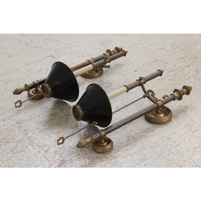 Age: Approx: 40 Years Old Details: Black Toleware Shade High Quality Construction ‘Antique’ Brass Finish Electrified Ready...